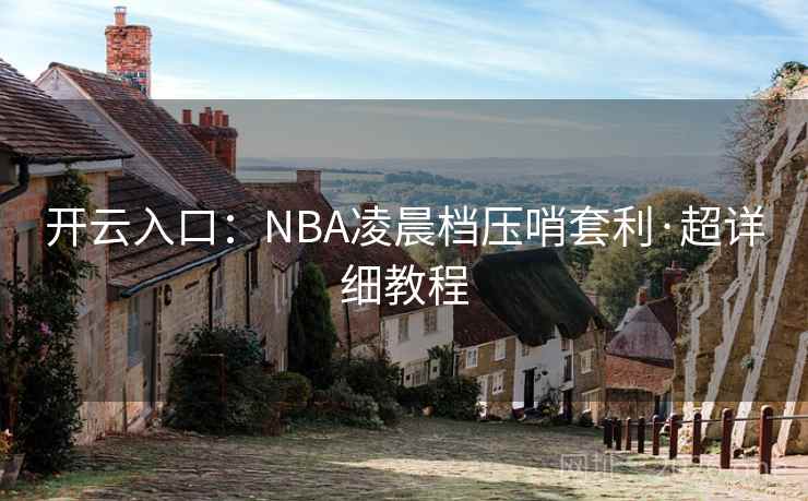 开云入口：NBA凌晨档压哨套利·超详细教程